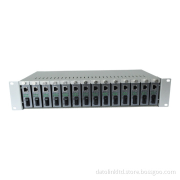 19"2u 14-Slot Dual PSU Fiber Media Converter Rack